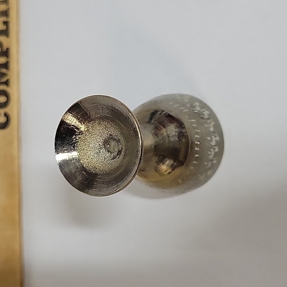 Vintage Brass Pewter Middle Eastern Etched Engraved Pot Plus (6) Goblets - Picture 4 of 10